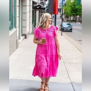 Pink Embroidered Women's Dress